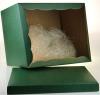 Elegant green gift box with green silk lid 40x34x34 and outer box in reinforced triple wave cardboard 42x36x35